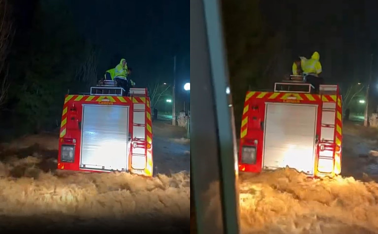 Κακοκαιρία Erminio: Πυροσβεστικό όχημα εγκλωβίστηκε σε χείμαρρο στη Σταμάτα  Συγκλονιστικές εικόνες