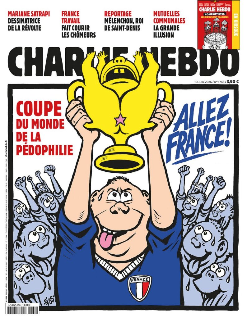 Οργή στη Γαλλία για το εξώφυλλο του Charlie Hebdo: «Γαλλία ολέ, για το παγκόσμιο κύπελλο της παιδοφιλίας»